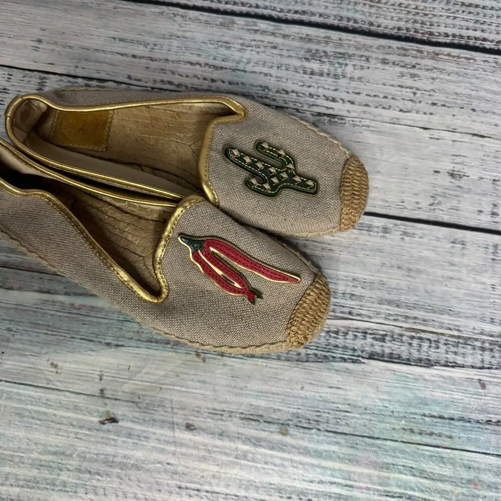 Tory Burch Sante Fe Cactus Chili Pepper And Cactus Espadrilles Size 6